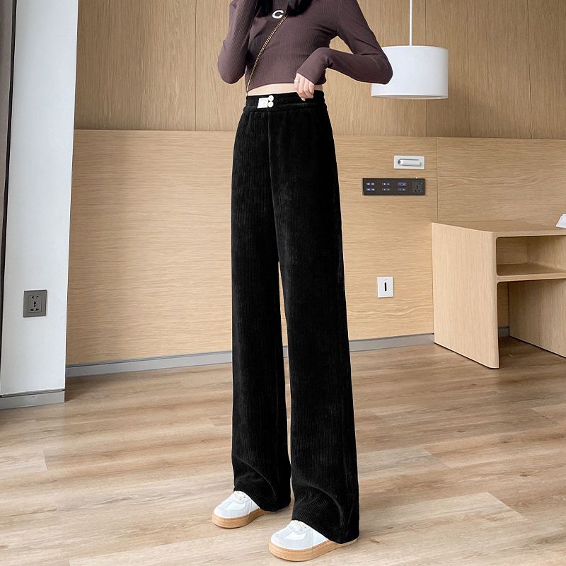 Quần Nhung Ống Rộng Lưng Cao size Lớn Đến 300 Jin Cho Nữ