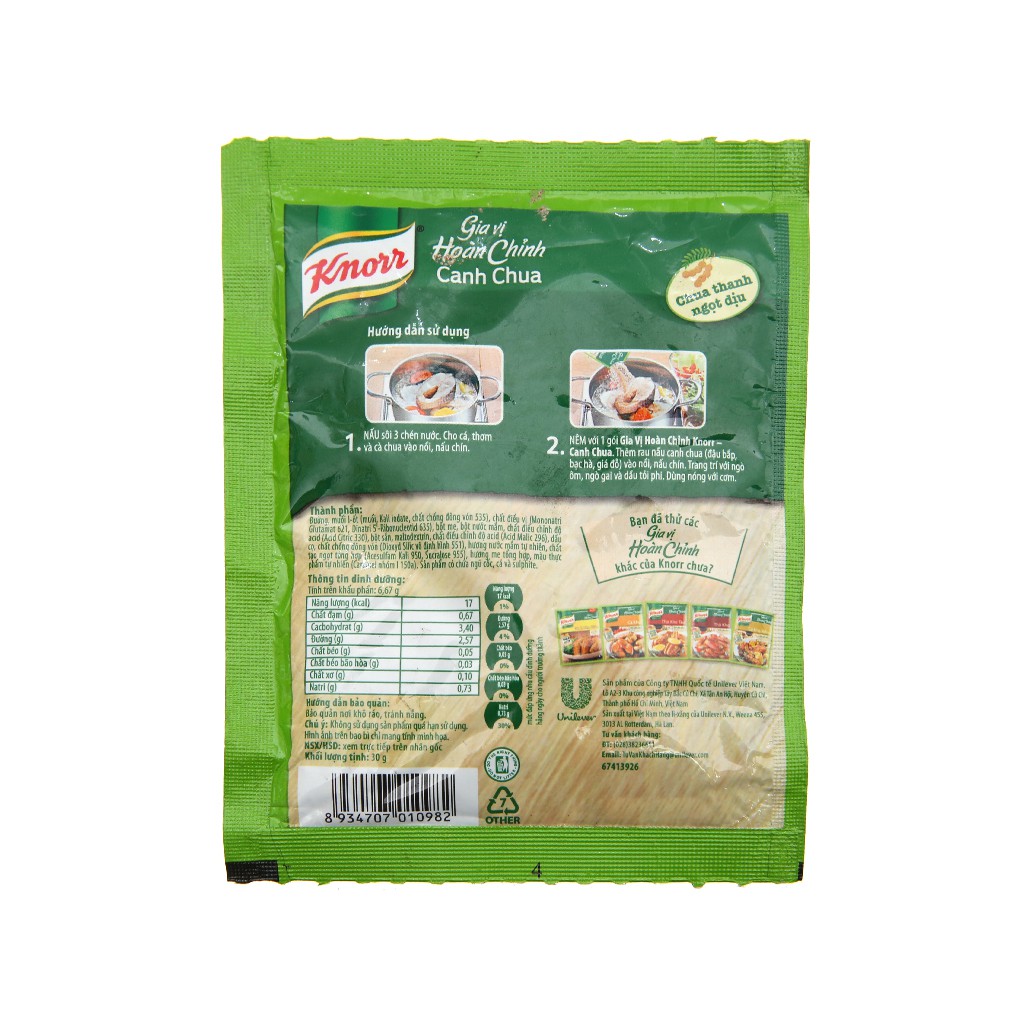 Gia vị hoàn chỉnh nấu canh chua Knorr gói 30g hsd 2022