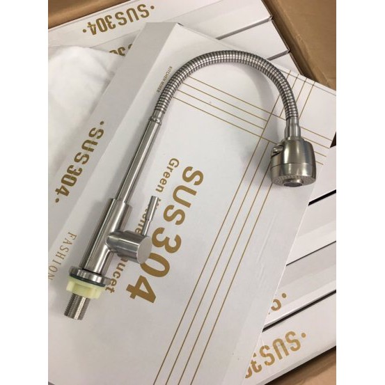 [BẺ ĐƯỢC MỌI VỊ TRÍ] Vòi rửa chén bát LẠNH inox 304 cần bẻ lò xo quay 360độ sử dụng cho 2 chậu N5009 Fotar | BigBuy360 - bigbuy360.vn