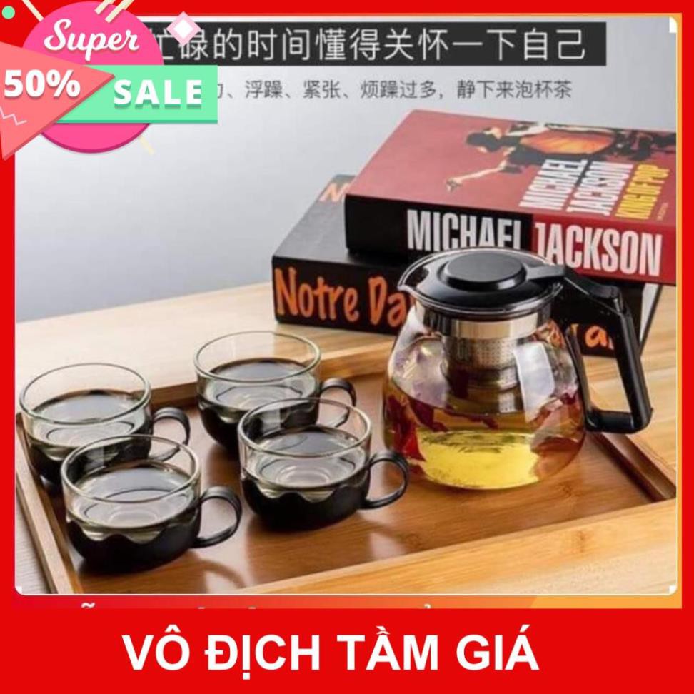 Bộ Ấm Pha Trà Thủy Tinh , Tặng 4 Cốc Thủy Tinh | BigBuy360 - bigbuy360.vn