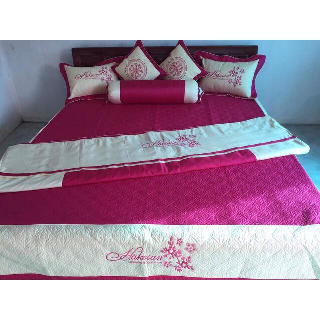 Trọn Bộ Chăn Ga Gối Satin 7 Món Cao Cấp Dành Cho Mùa Cưới