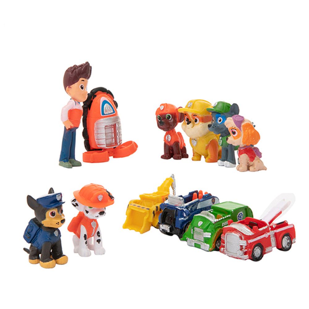 Set 2-12 mô hình nhân vật chú chó cứu hộ bằng PVC dễ thương dùng trang trí bánh kem