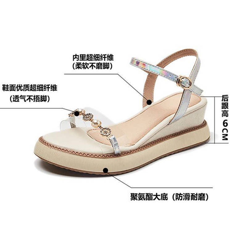 Giày Sandal Đế Xuồng Dày Thời Trang Sành Điệu Dễ Phối Đồ