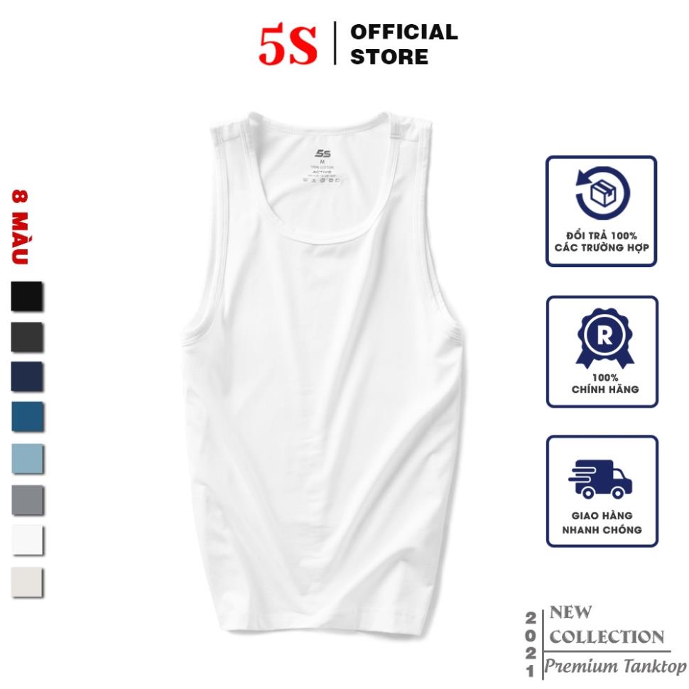 Áo Ba Lỗ Nam 5S (8 Màu), Chất Liệu Cotton Siêu Mát, Siêu Mềm, Kiểu Dáng Khỏe Khoắn, Năng Động (ABL21004-02) ❕