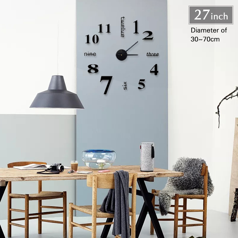 Đồng Hồ Tráng Gương Dán Tường 3d Độc Đáo