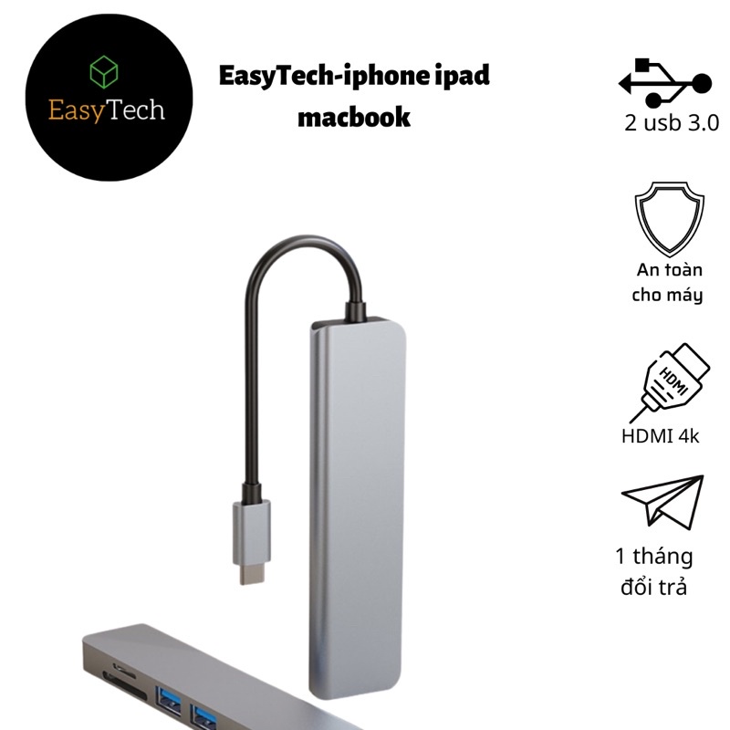 Hub type C HDMI 5 in 1 dành cho máy Mac và laptop