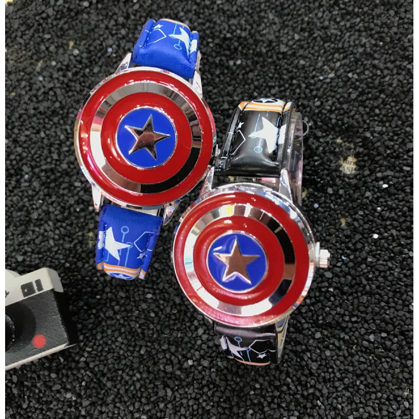 Avengers Captain America Jam Tangan Leather  Wrist Watch Watches Hàn Quốc Thạch Anh Unisex Kids Cao CẤp Thời Trang Trẻ Em