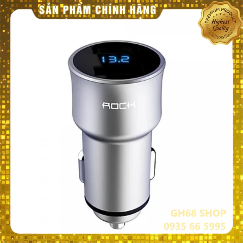 Sạc Trên Xe Hơi Rock H2 Car Charger with Digital Display - Hàng Chính hãng Bảo hành 12 tháng