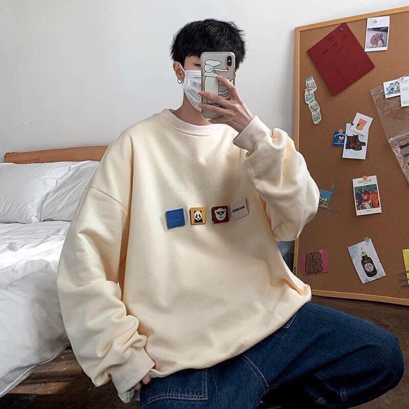 [Ảnh Thật] Áo Sweater Nam Nữ Form Rộng in Gấu Cute Vải Nỉ Trần Bông Dày Dặn Tay Bồng phong cách Hàn Quốc Ulzzang
