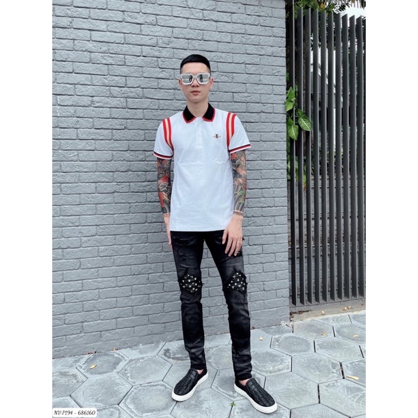 Áo polo nam G.C hình con ong,Áo phông có cổ G.C thêu ong