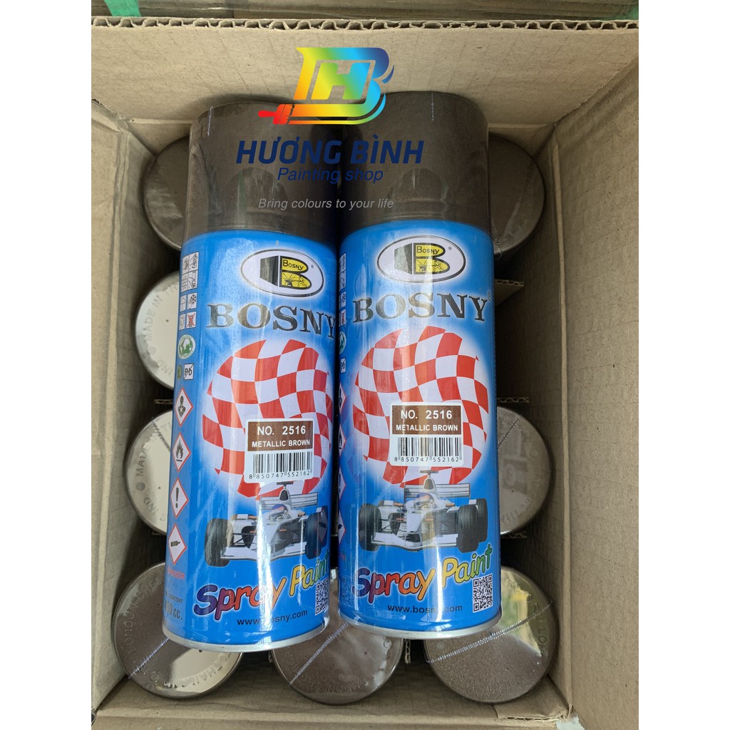 Sơn xịt Bosny màu Nâu Kim Loại - 2516