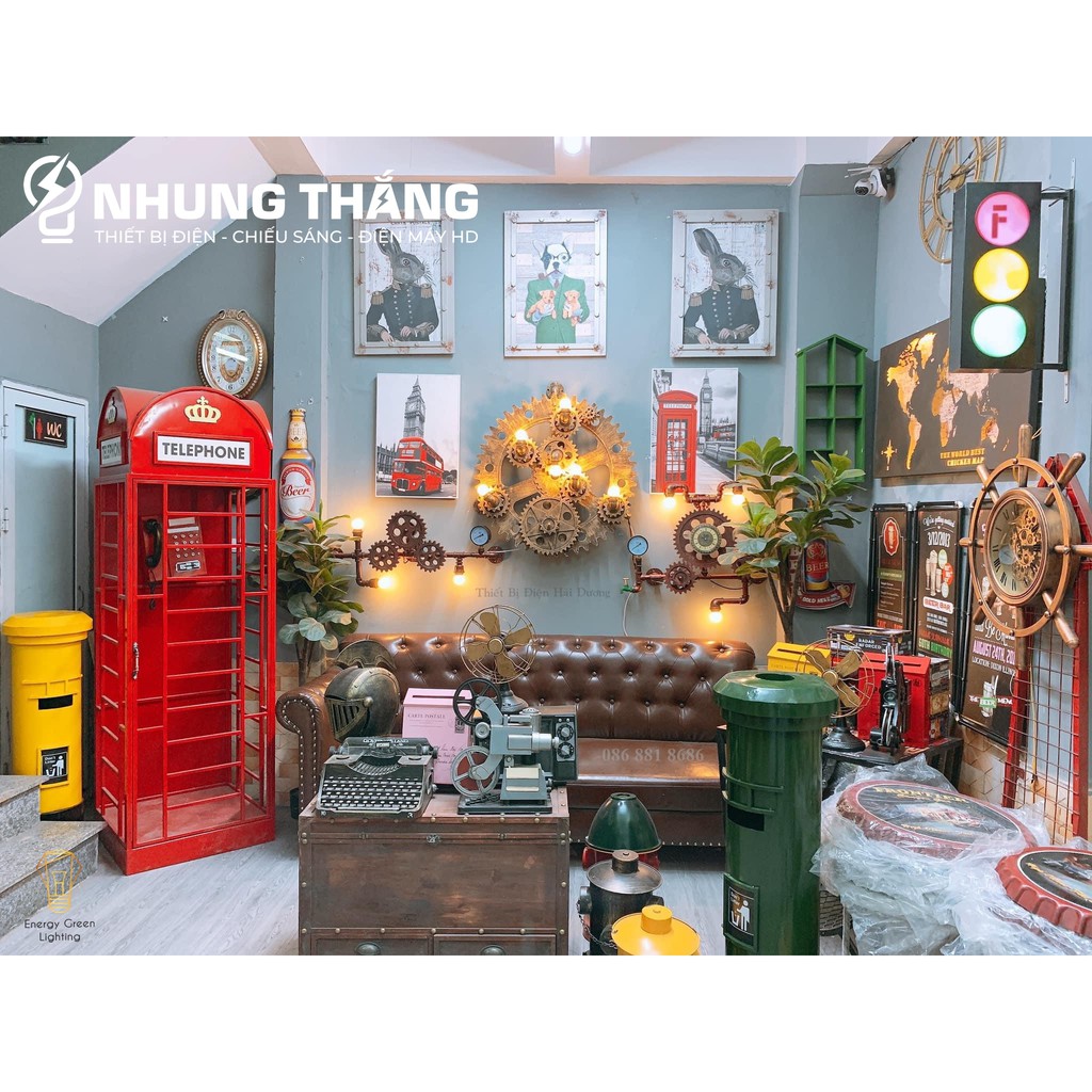 Đèn Tường Retro DT-9040 - Hình Ống Nước,Bánh Răng Chuyển Động - Kiểu Dáng Cổ Điển - Tặng Kèm 3 Bóng T64 - Bảo Hành 1 Năm