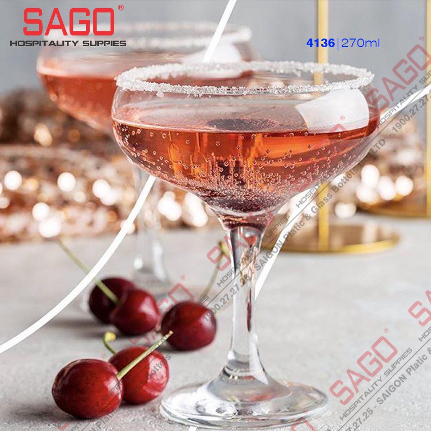 Ly Thủy Tinh Pasabahce Capri Bistro Coupe Glass 270ml , Nhập Khẩu Thổ Nhĩ Kỳ