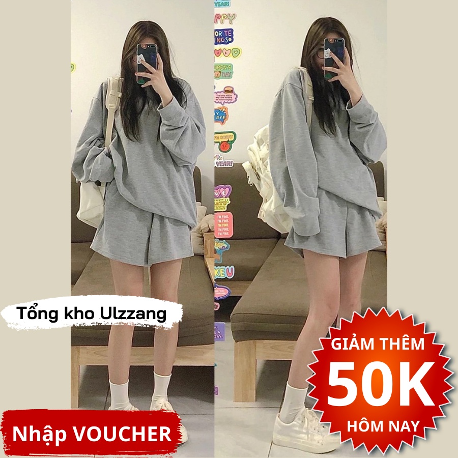 Set Bộ Nỉ Áo Bomber From Rộng Phối Quần Sooc Cạp Cao Chất Nỉ Da Cá Cotton Loại 1 | BigBuy360 - bigbuy360.vn