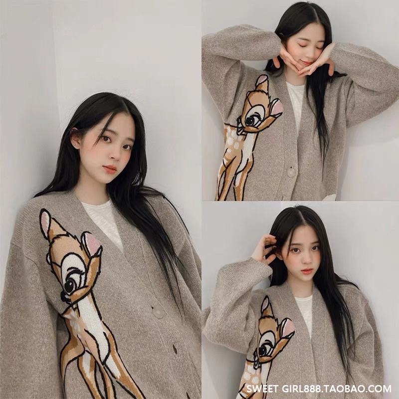 Khoác len cardigan hươu