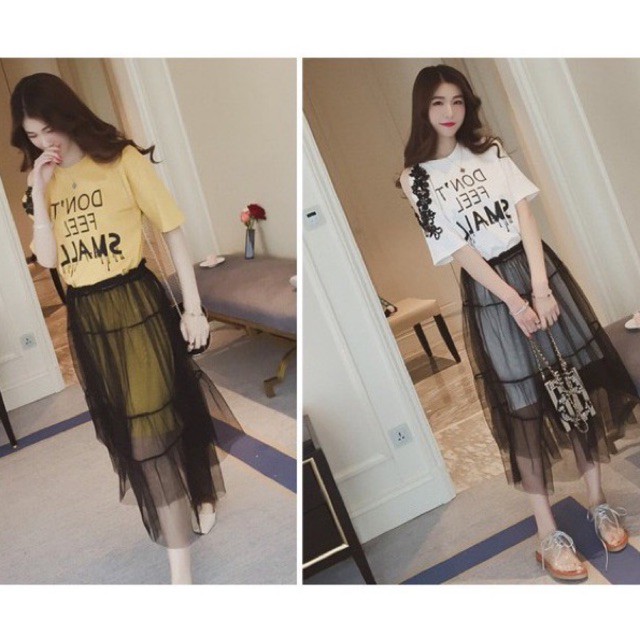 SET ĐẦM THUN SUÔNG KHOÉT VAI KÈM CHÂN VÁY REN
