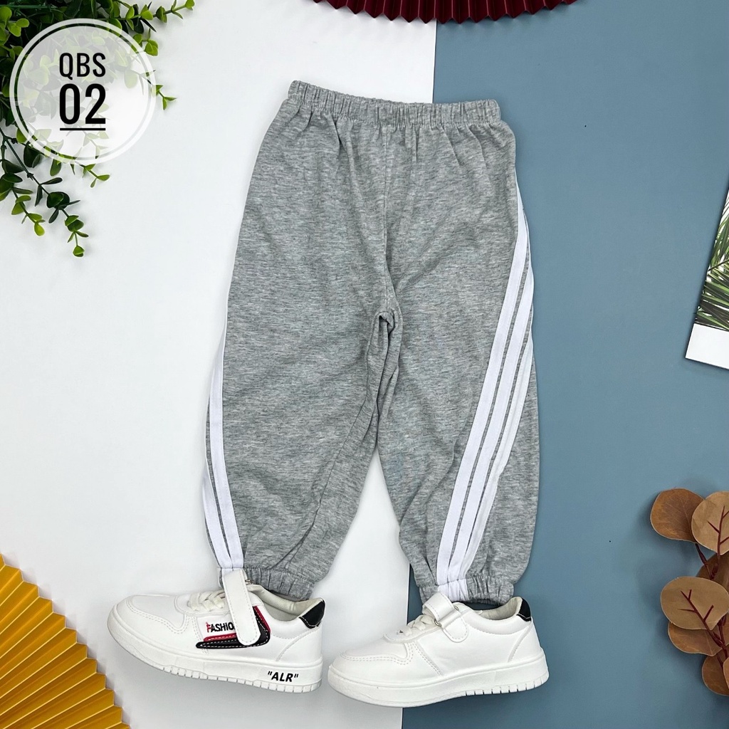 Thu Đông: Quần Cotton Bé Trai Viền Sọc Bo Gấu QCT2201 Size 1-10, Dành cho Bạn Từ 10kg Đến 30kg