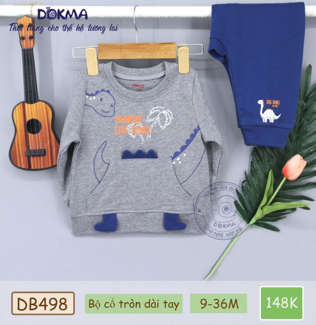 [Dokma] Bộ nỉ da cá chất dày ấm sz 9-36m