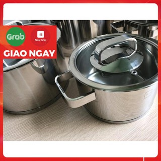 Bộ nồi inox đáy từ cao cấp FiveStar Plus FS08CG-304 nắp kính 4 chiếc,inox 304