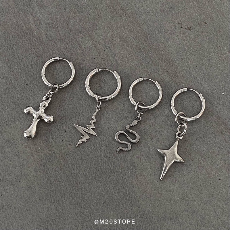 Khuyên Tai Nam Nữ Dạng Tròn Thép Titan Chống Gỉ Siêu Bền, Bông Tai M2store Đơn Giản Bền Đẹp Dễ Phối