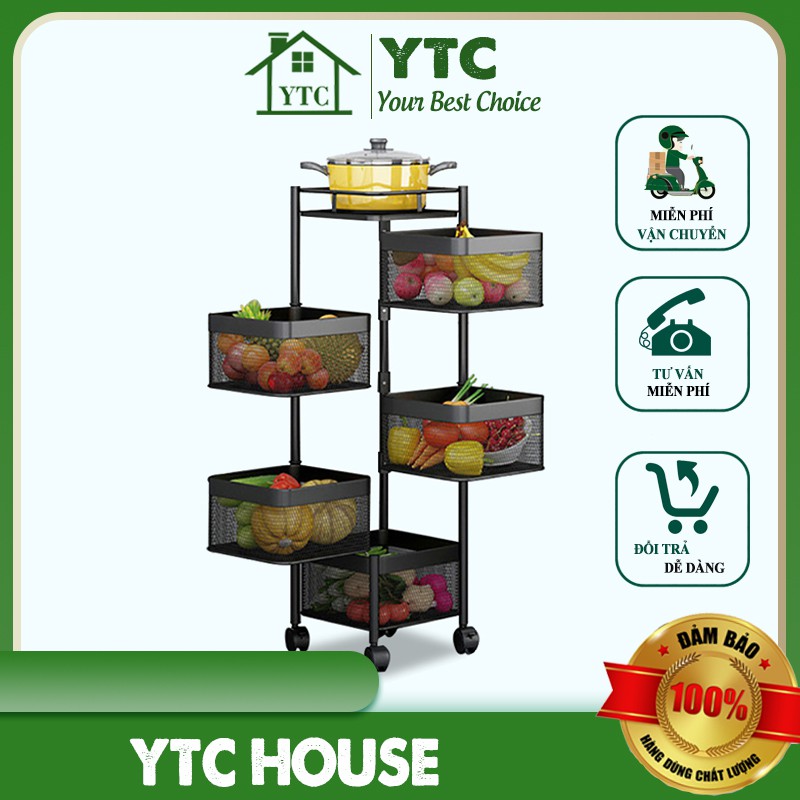 Giá Để Đồ Nhà Bếp Khay Vuông Xoay 360, Kệ Để Rau Củ Đa Năng