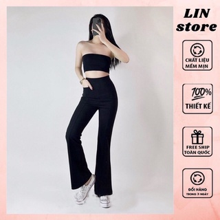 Quần ống loe quần legging cạp cao dáng dài lên fom chân dài miên man