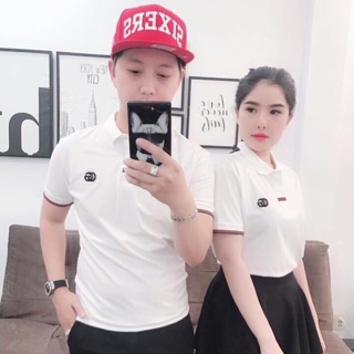 ÁO THUN CẶP GUCCI WHITE PHỐI VIỀN TAY ATN7