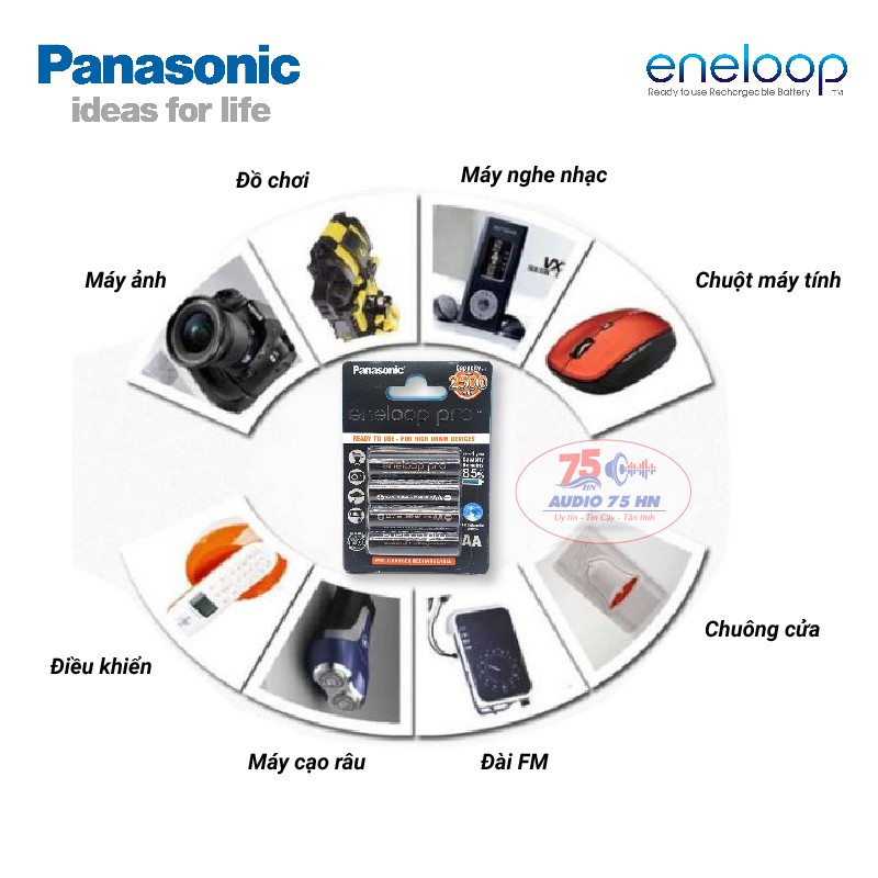Vỉ 04 viên Pin AA Pin sạc Panasonic Eneloop Pro 2500 mAh Made in Japan