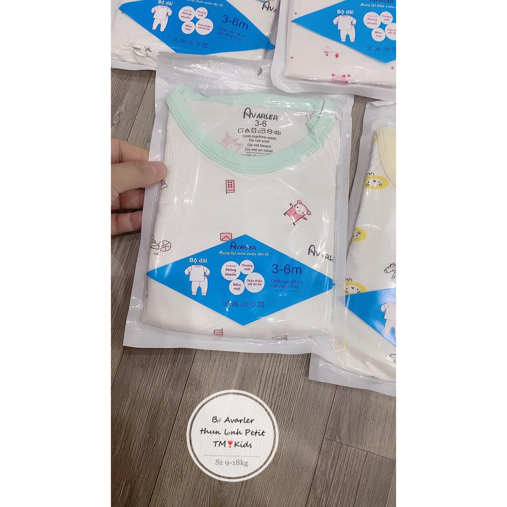 Bộ Avaler petit sợi tre dài tay co giãn 8 chiều cho bé 0-18 tháng