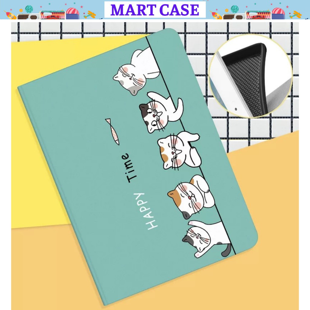 Ốp ipad mini 2 silicon hình Happy time Mèo cute ốp ipad Mini 4/5/Pro 11/9.7/10.5/Air 3/10.2 gen 7/8/Air 4...MART CASE