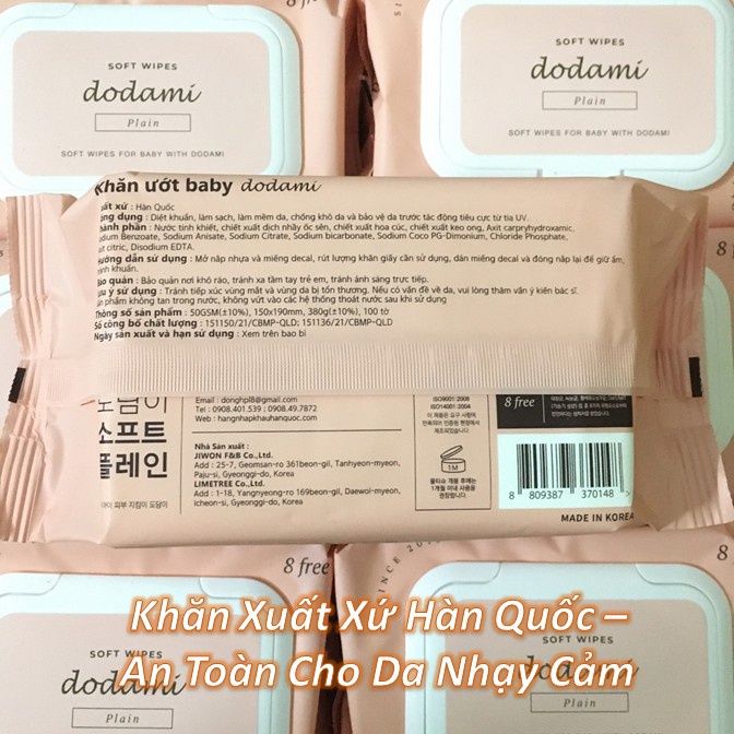 [Giá Sỉ] Thùng 10 Gói Khăn Ướt Dodami Hàn Quốc Hồng - 4 Lớp 100 Tờ - Không Mùi Cho Bé