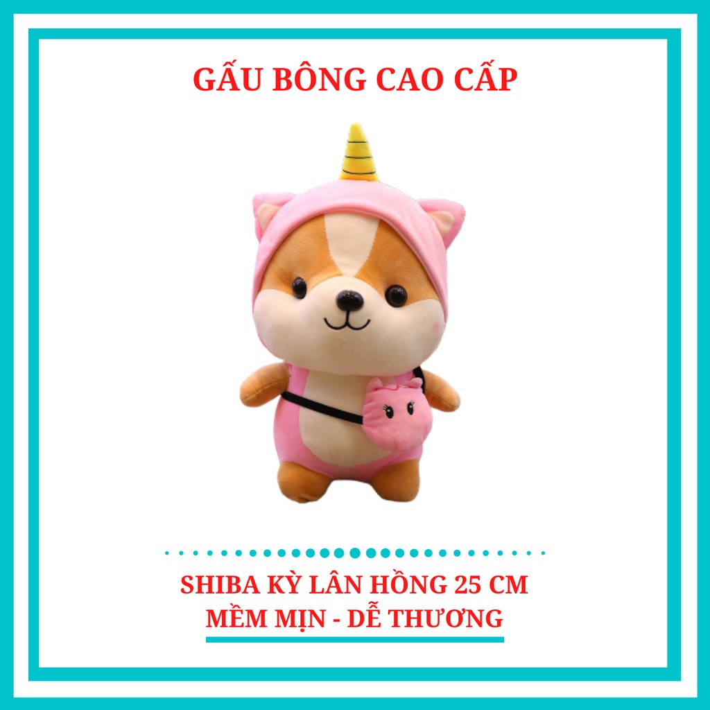 Gấu Bông Shiba Kỳ Lân Hồng 25cm