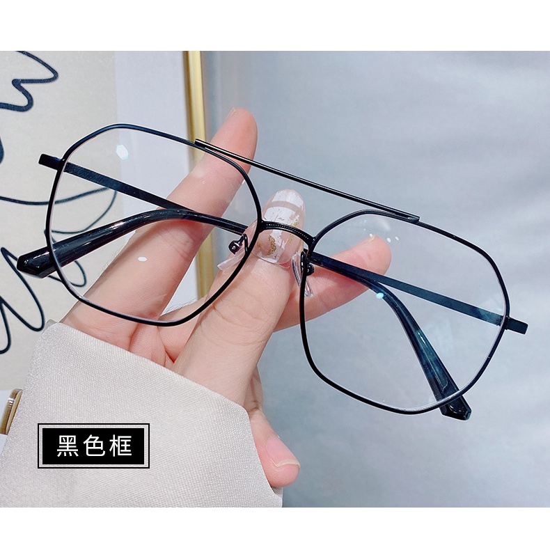 Kính cận gọng to bằng kim loại độ thời trang cho nam và nữ độ cận 0.5 - 6.0