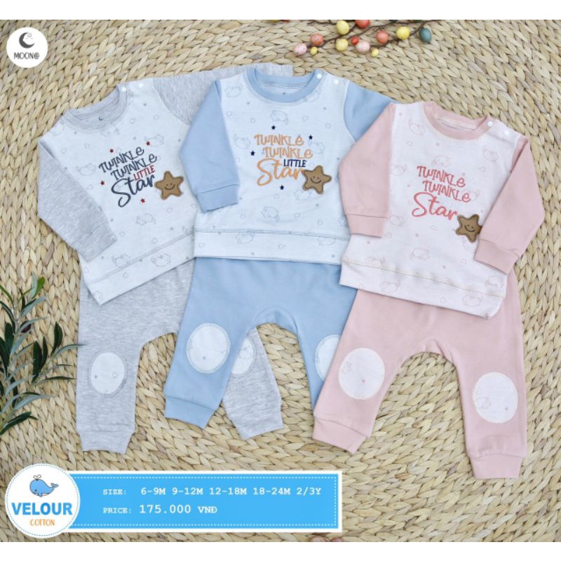 Moon -  (6 mẫu) Bộ dài tay nỉ cotton cho bé 6-16kg thời trang trẻ em