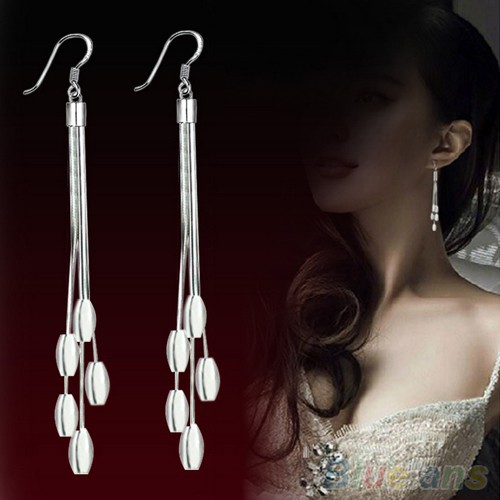 Đôi Bông Tai Mạ Bạc Dáng Dài Thời Trang Cho Nữ