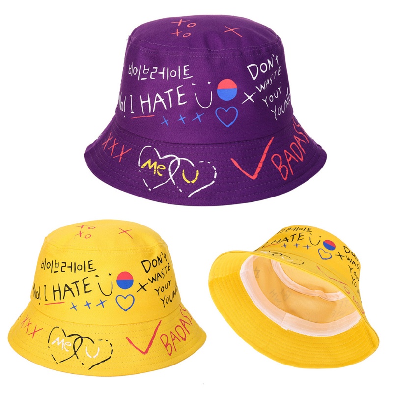 Mũ Bucket Chất Liệu Cotton In Chữ Graffiti Phong Cách Harajuku Thời Trang Mùa Hè Cho Nam Và Nữ