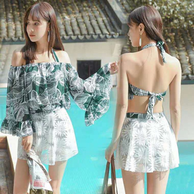 bikini áo tắm set 3 chi tiết 9866 mẫu mới 2020