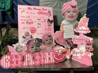 Set Chibi sinh nhật bé 4 hoặc 8 chi tiết.