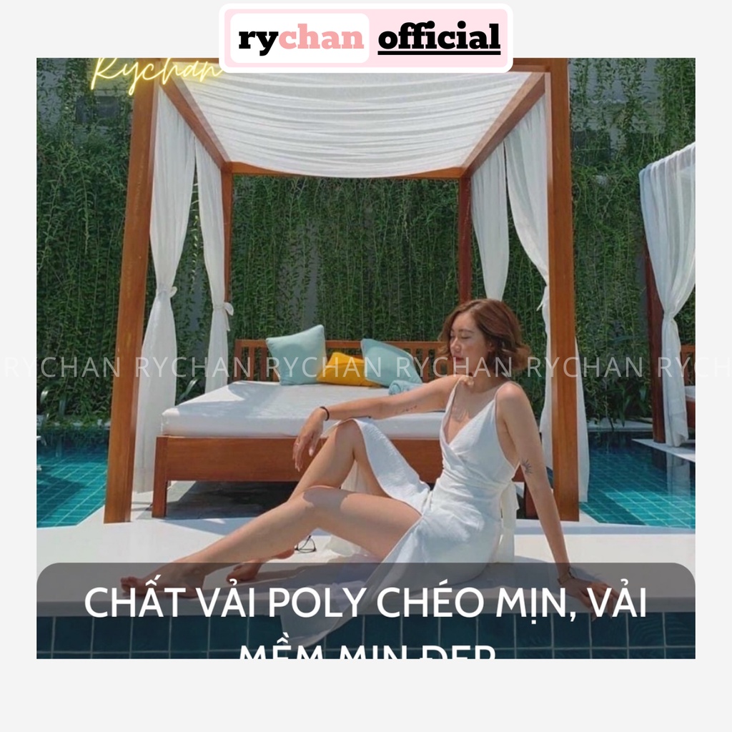 Đầm Maxi Đi Biển Hai Dây Cột Nơ Lưng Hai Màu | Đầm Masi Dạo Biển Du Lịch 2 Dây Màu Trắng Màu Vàng - DM0133