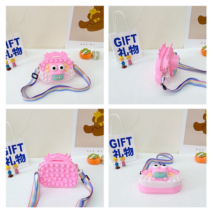 Pop It Túi Đeo Chéo Vai Bằng Silicon Hình Chú Ếch Phát Sáng Giảm Căng Thẳng Dành Cho Bé Gái