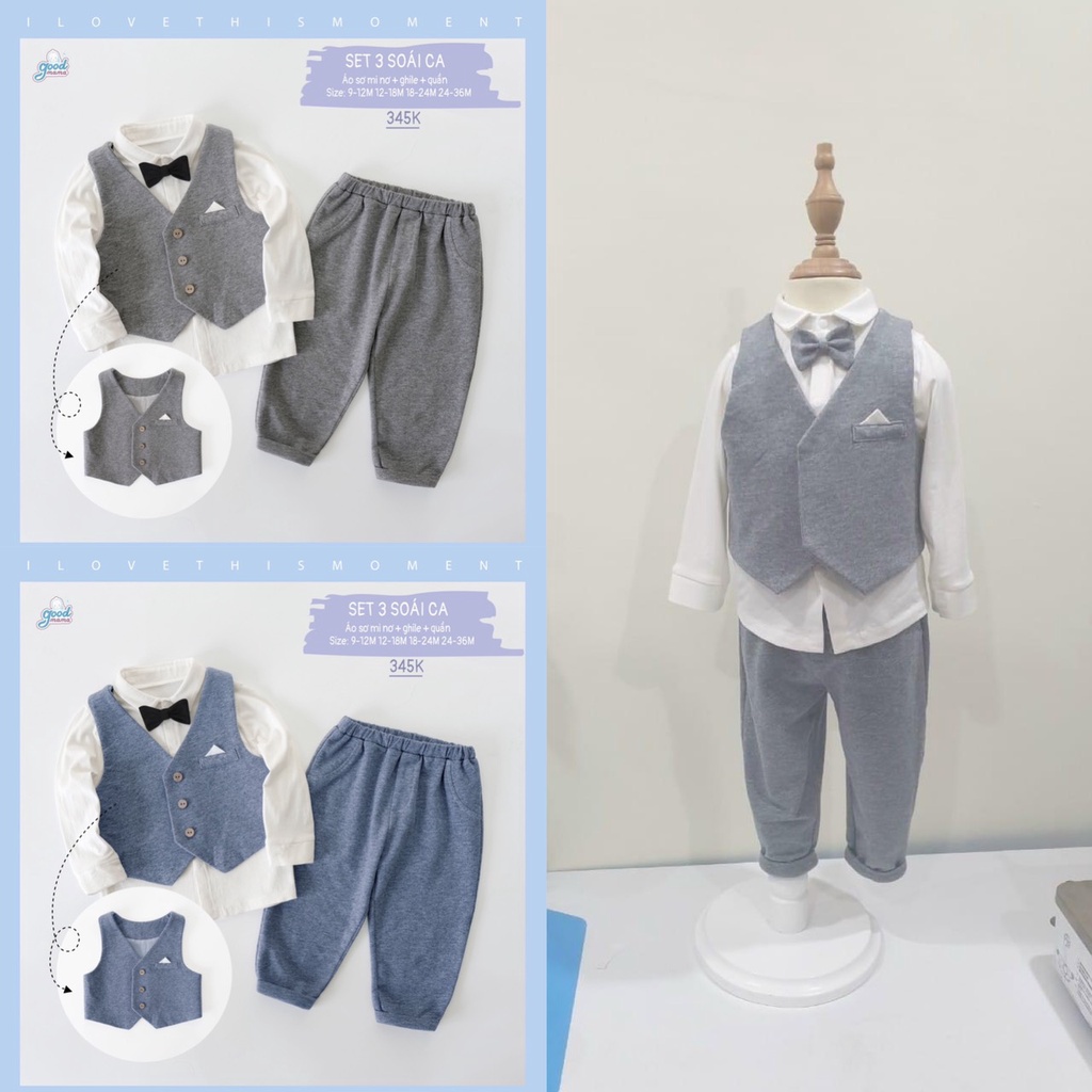 Set 3 soái ca, set ghile công tử cho bé hãng Goodmama