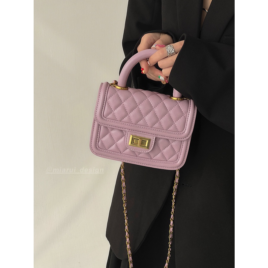 Túi Da PU Đeo Chéo Vai Màu Tím Thời Trang 2022