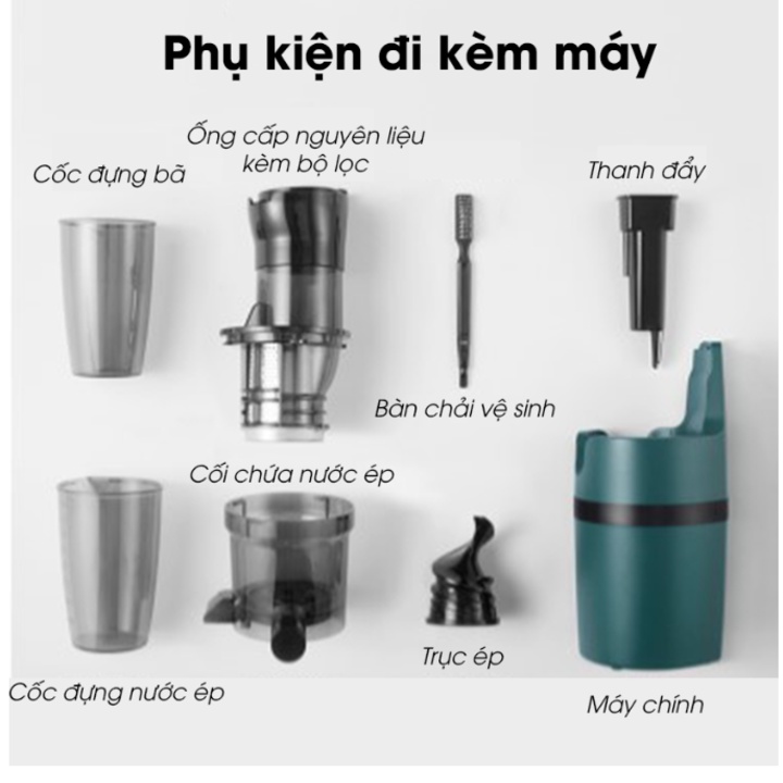 Máy ép chậm thương hiệu Mokkom MK-199 200W - HÀNG NHẬP KHẨU (Bảo Hành 12 Tháng)