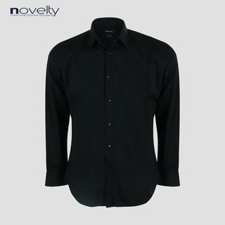 Áo sơ mi nam dài tay Novelty trơn màu đen Classic 180486D