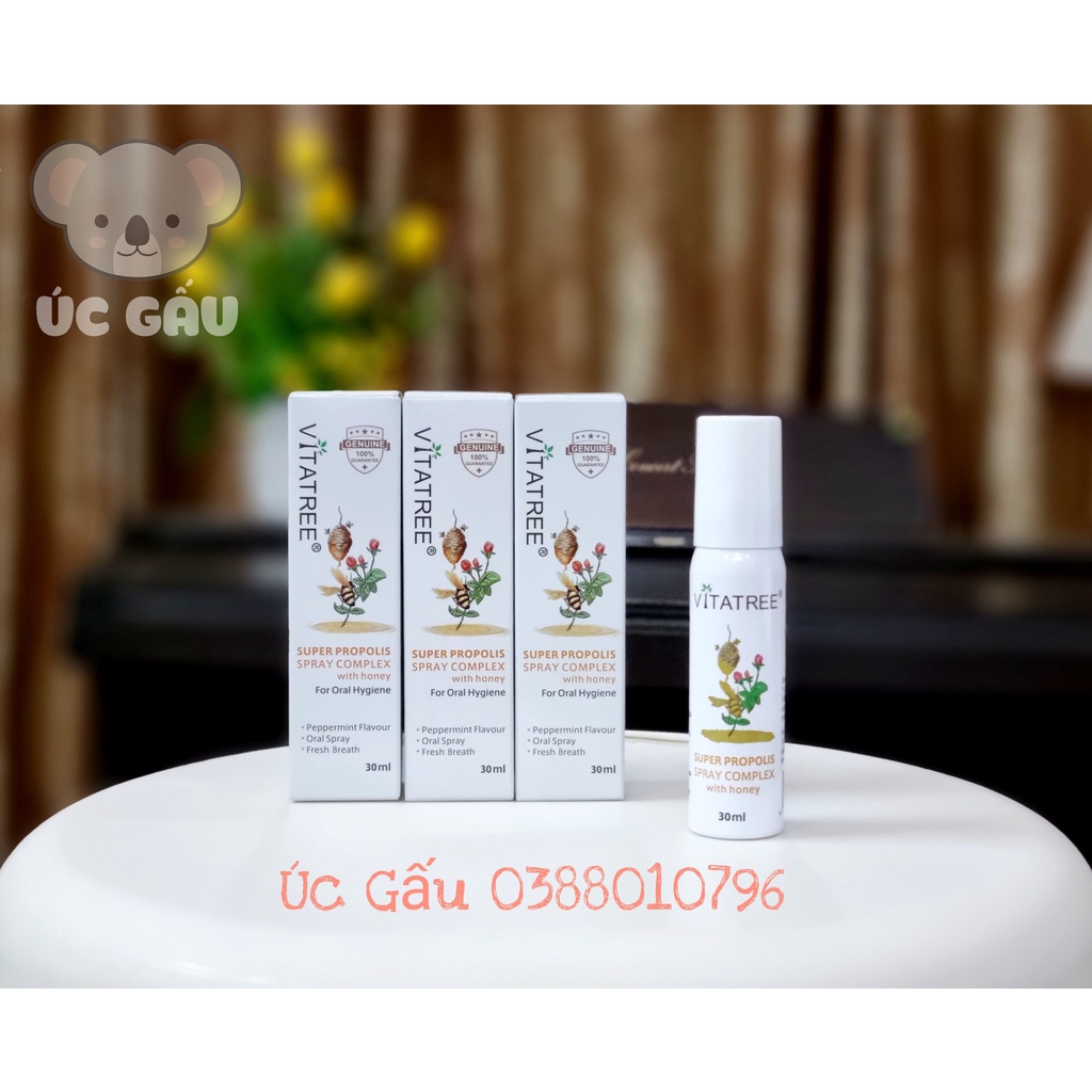 Xịt Keo Ong Vitatree Super Propolis Spray Manuka Honey 25ml Giảm Đau Họng Của Úc