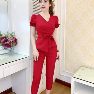 Sét bộ tà chéo mặc đẹp, cột nơ eo cực đẹp