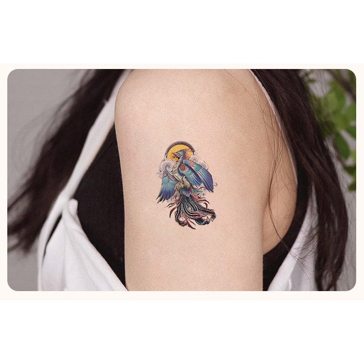 Hình xăm động vật d60 - phượng hoàng size nhỏ &lt; 10x6cm. Boss tatoo - xăm dán tạm thời