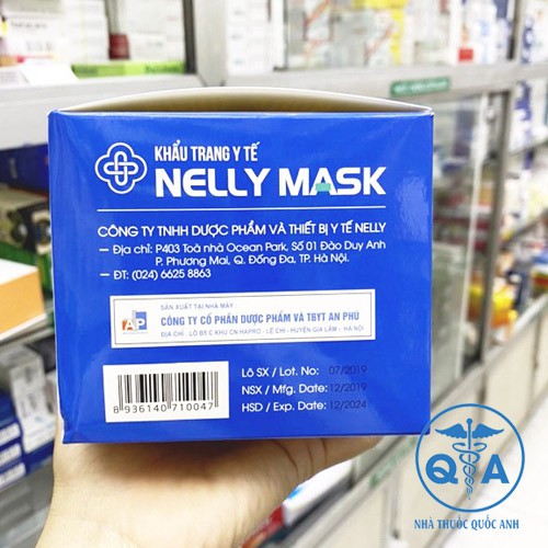 Khẩu trang y tế vô trùng Nelly Mask 4 lớp màu trắng kháng khuẩn HỘP 50 CHIẾC