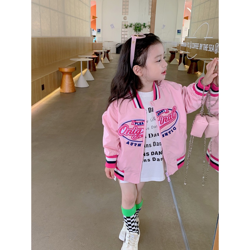 Áo khoác mùa đông sành điệu cho bé gái, áo bomber Oniginal bé gái chất da cá Quảng Châu size 10-30KG