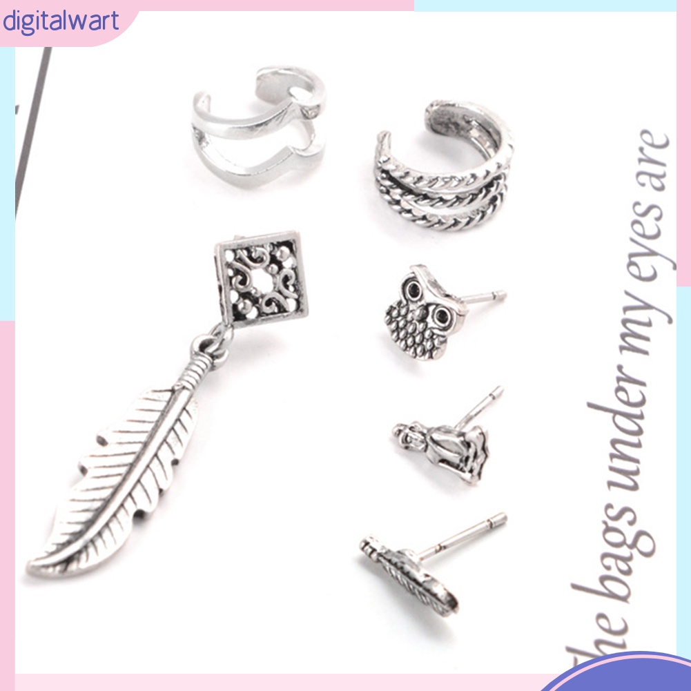 Set 6 khuyên vành tai kim loại Vintage cho nữ